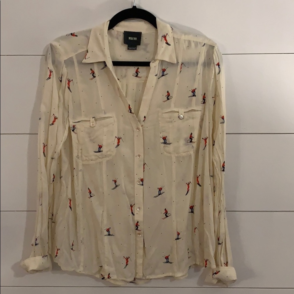Anthropologie Ski printed blouse
